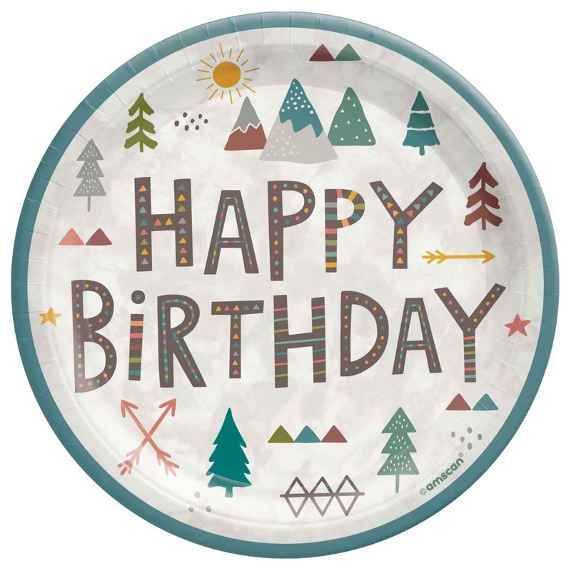 Wilderness Birthday Small Round Dessert Paper Plates, 7 Inches, 8 Count