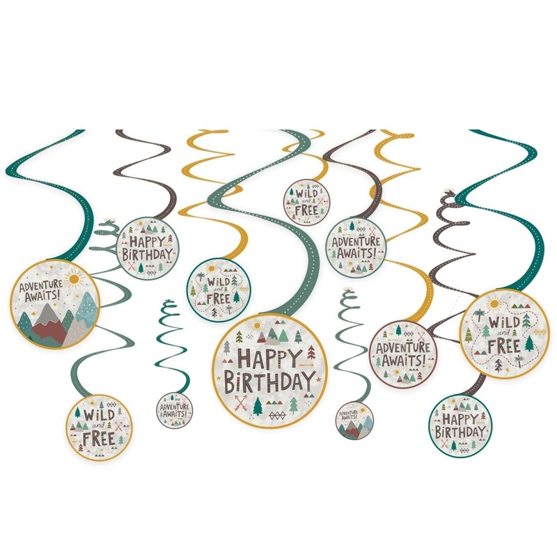 Wilderness Birthday Spiral Decoration Kit with Cutouts, 12 Count