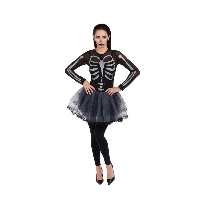 Ballerina of the Dead Costume for Adults, Black Short Dress S