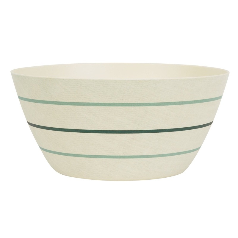 Bamboo Melamine Serving Bowl, Green Lines, 1 Count