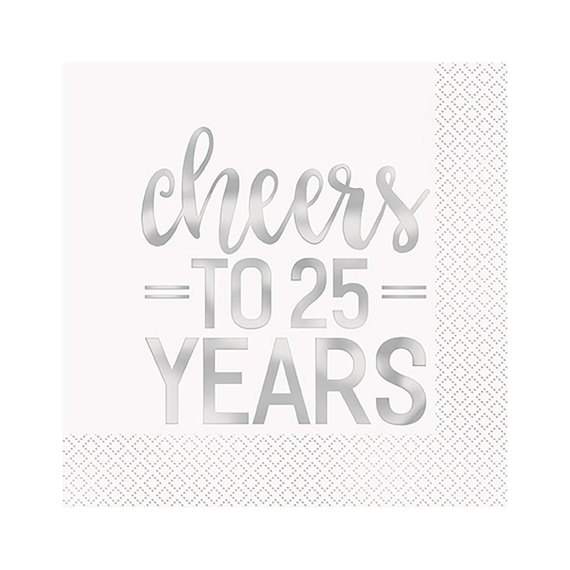 Cheers to 25 Years Wedding Large Lunch Napkins, 16 Count