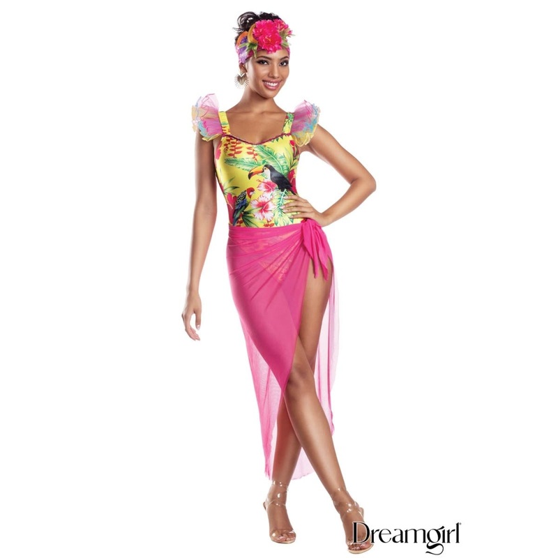 Chiquita Costume for Adults, Floral Bodysuit S
