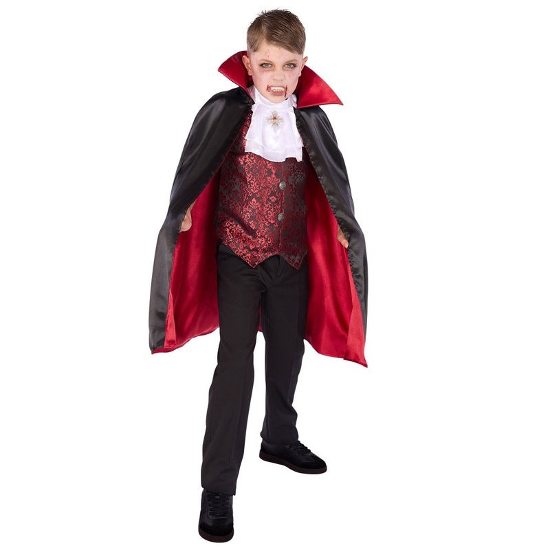 Classic Vampire Costume for Kids, Vest, Tie and Cape 6-8