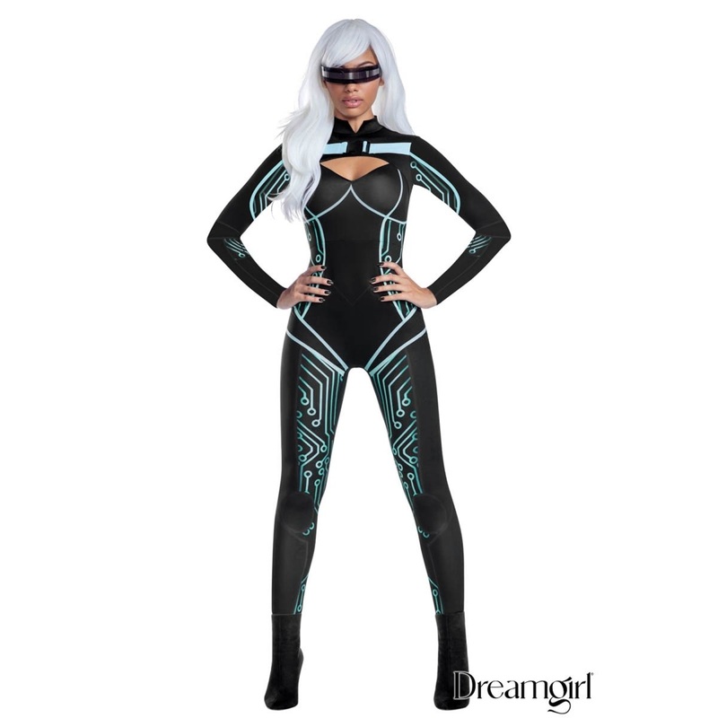 Cyber Costume for Adults, Black Jumpsuit S