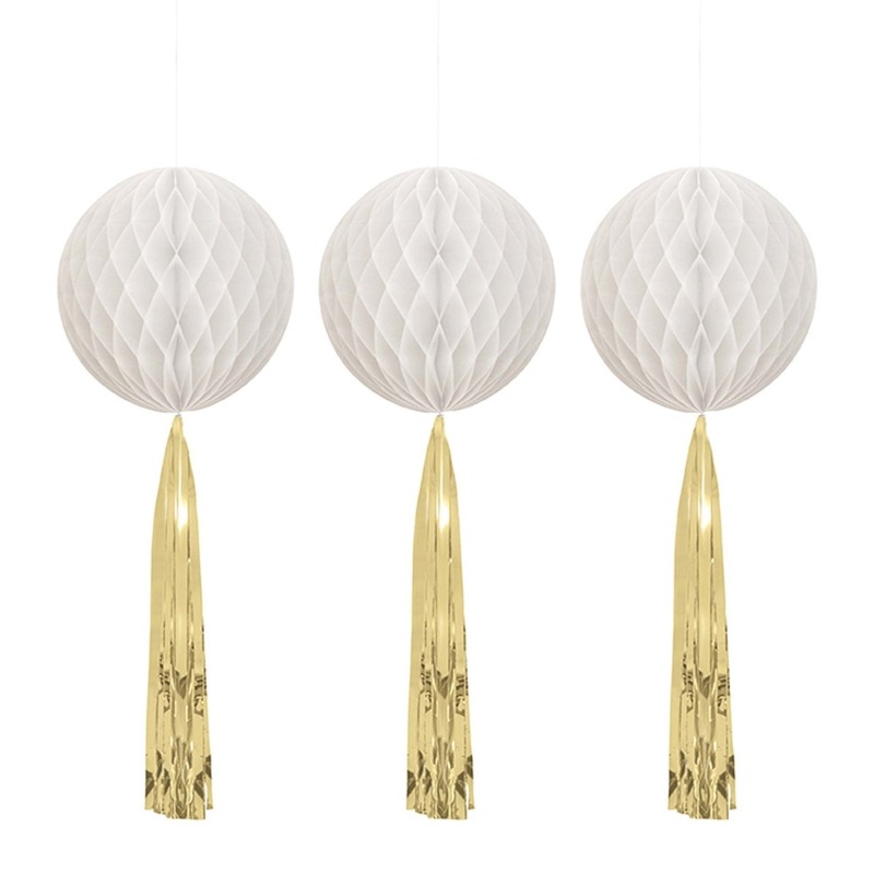 Honeycomb Decoration with Tassel, 3 Count