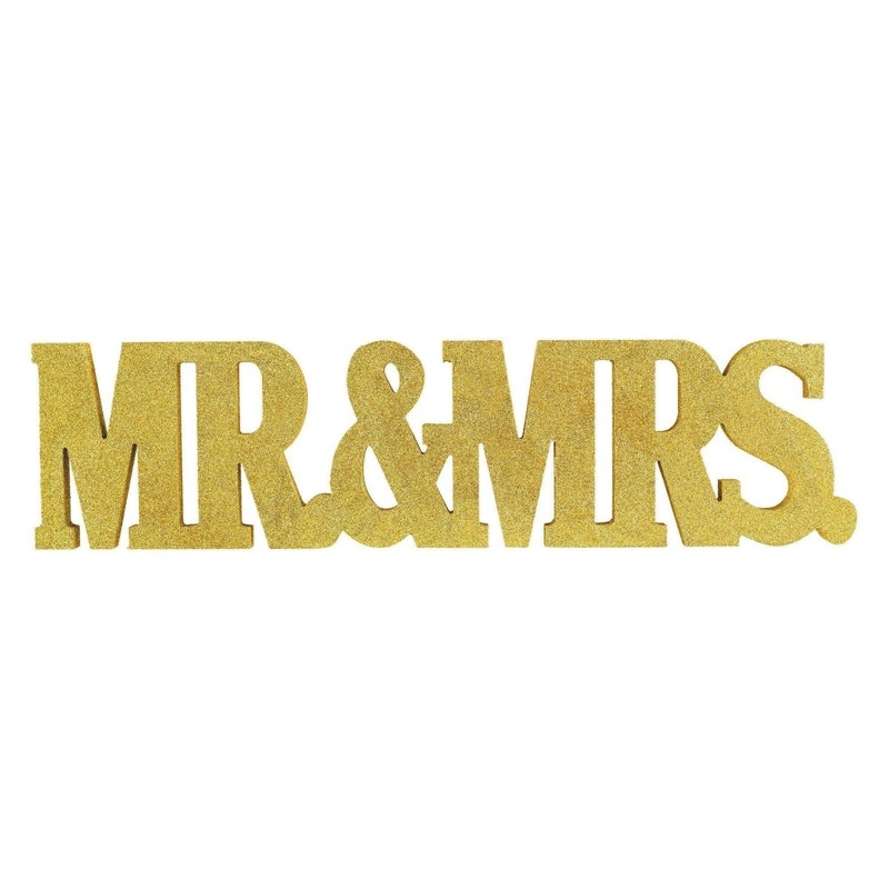 Love & Leaves Gold Mr & Mrs Standing Sign, 5 1/2 x 22 Inches, 1 Count