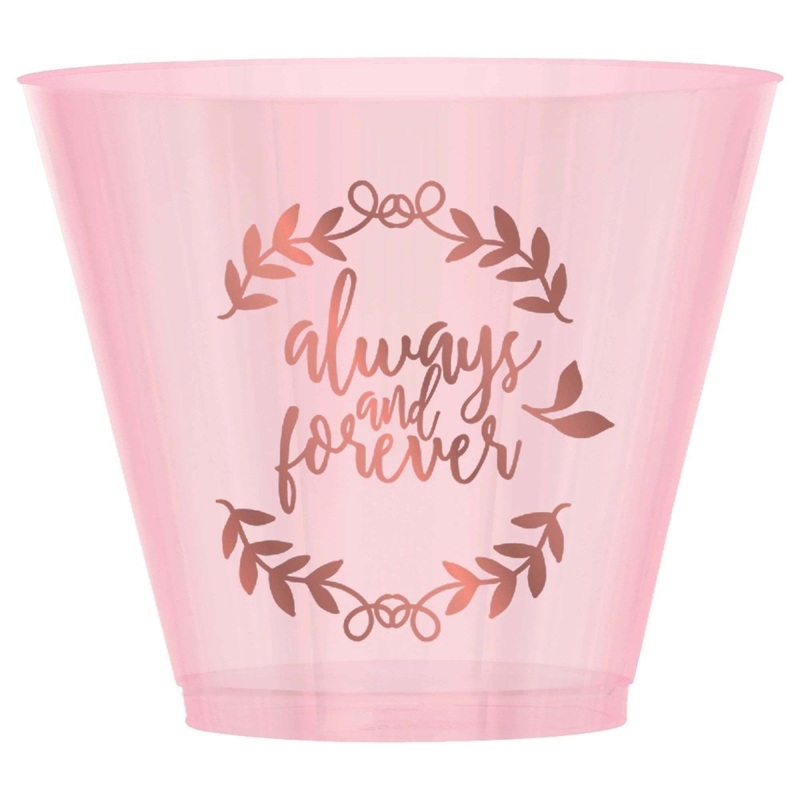 Love & Leaves Pink Plastic Tumblers, 9 Oz, 30 Count