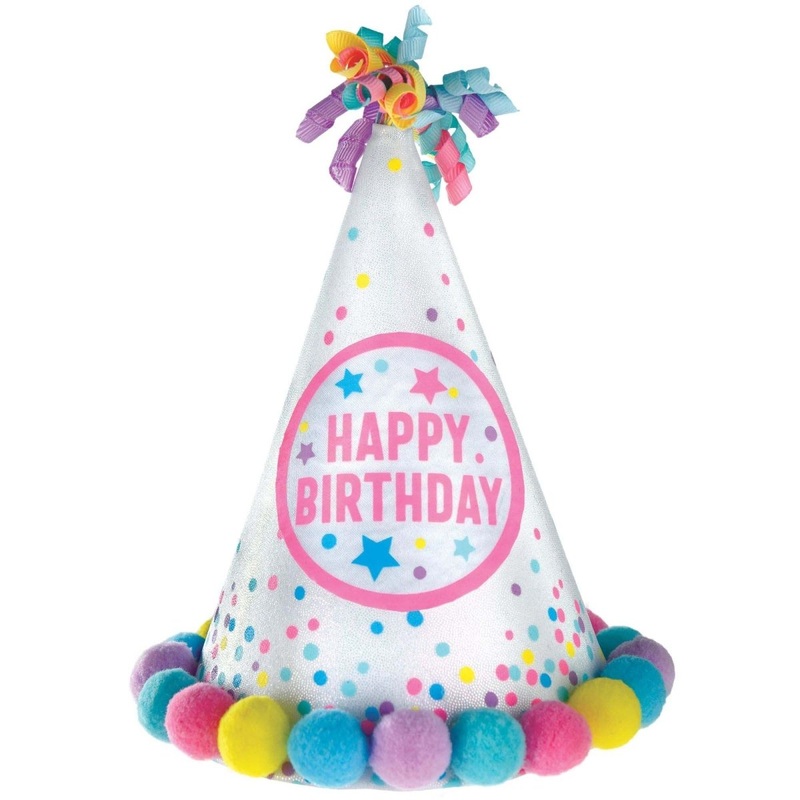 Pastel Party Pom Pom Cone Hat, 8 1/4 x 6 1/4 Inches, 1 Count