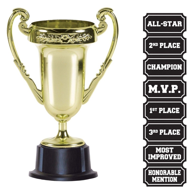 Plastic Customizable Trophy, 5 1/4 x 3 Inches, 1 Count