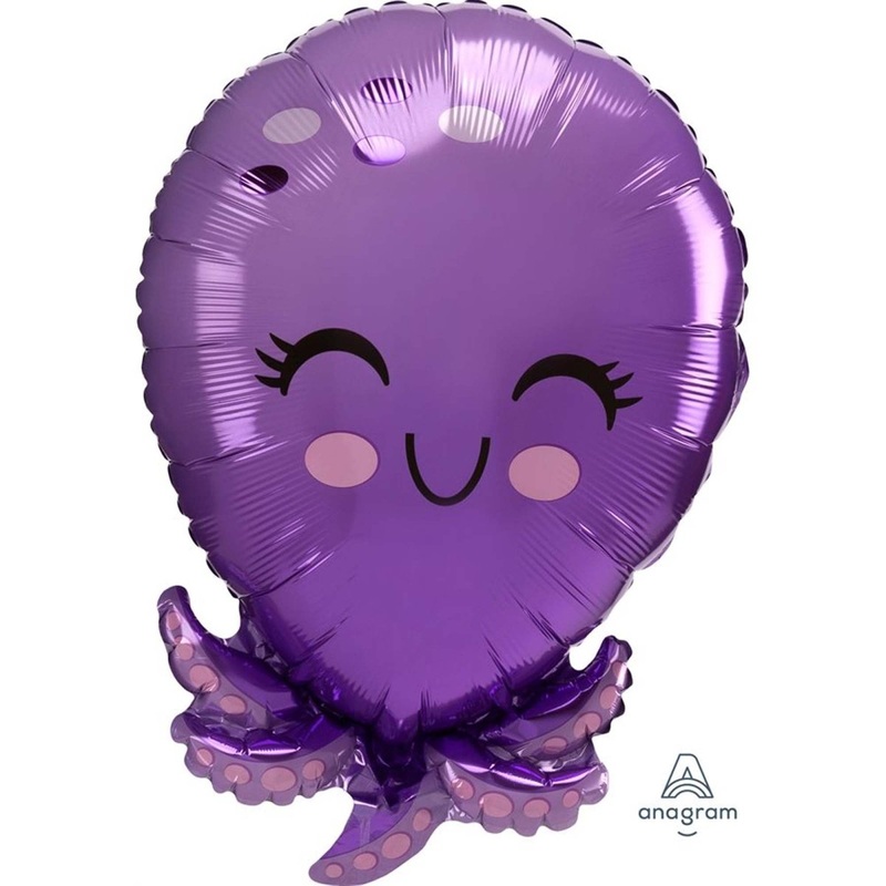 Purple Octopus Shaped Foil Balloon, 20 Inches, 1 Count