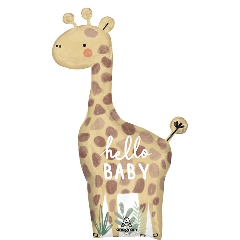 Soft Jungle Giraffe "Hello Baby" Supershape Balloon, 42 Inches, 1 Count