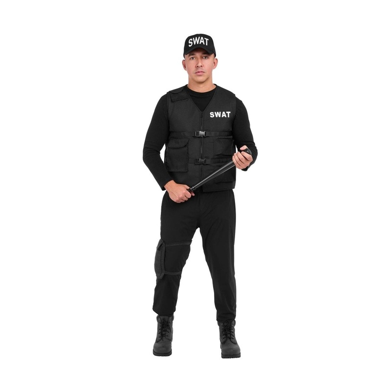 Swat Plus Size Costume for Adults, Vest, Cap and Leg Pouch XXL