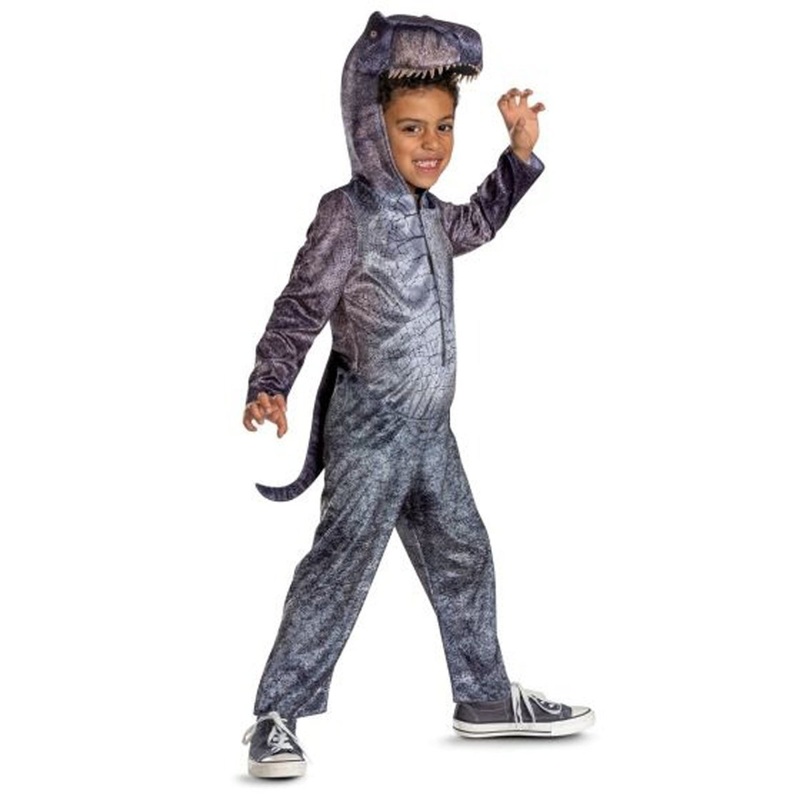 T-Rex Rebirth Classic Costume for Kids, Jurassic World, Hooded Jumpsuit XS
