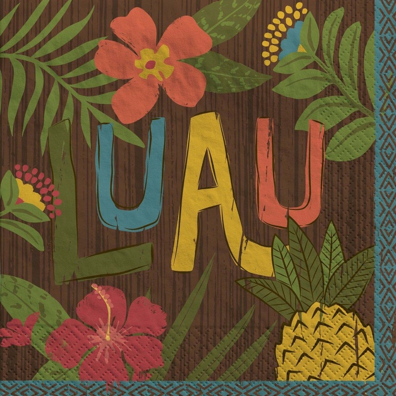 Vintage Tiki Large Lunch Napkins, 100 Count