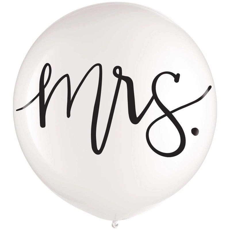 Wedding Mrs. White Latex Balloon, 24 Inches, 1 Count