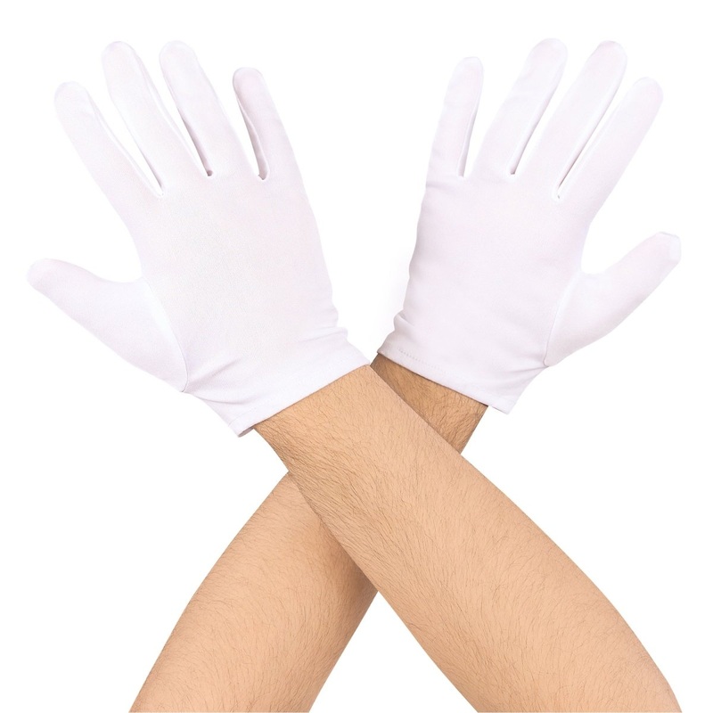 White Short Polyester Gloves for Adults