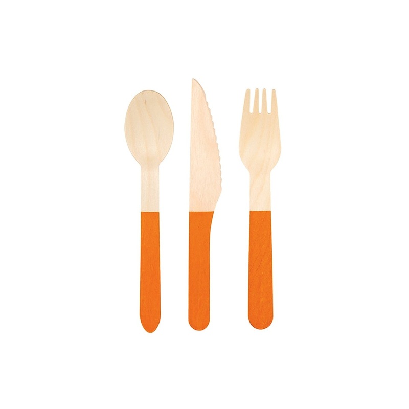 Wooden Cutlery Set, Summer Citrus, 12 Count