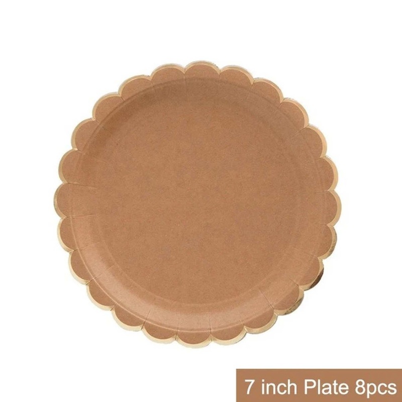 Flower Edge Small Round Dessert Kraft Plates, 7 Inches, 8 Count