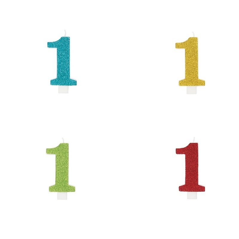 Glitter Number 1 Birthday Candle, Assortment, 1 Count