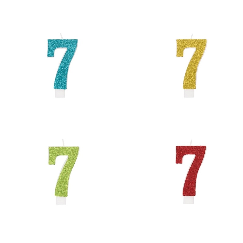 Glitter Number 7 Birthday Candle, Assortment, 1 Count
