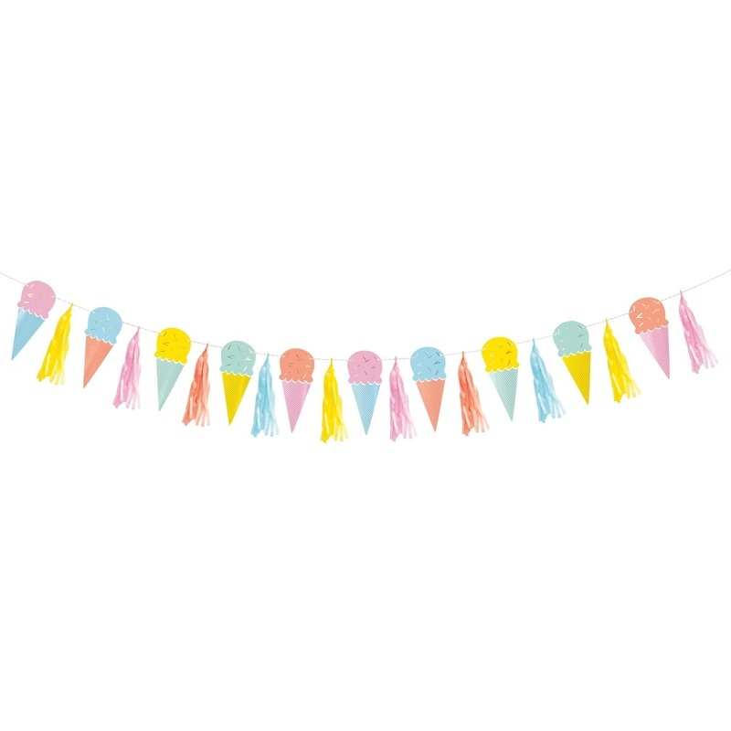 Ice Cream Party Garland with Tassels, 72 Inches, 1 Count