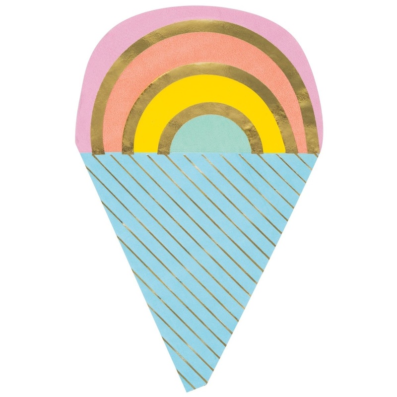 Ice Cream Party Large Ice Cream Cone Shaped Lunch Napkins, 16 Count