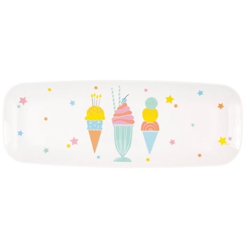 Ice Cream Party Plastic Serving Tray, 17,5 x 6,5 Inches, 1 Count