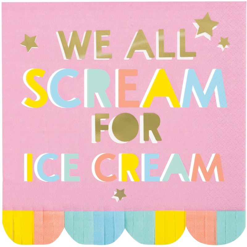 Ice Cream Party "We All Scream for Ice Cream" Large Lunch Napkins, 16 Count