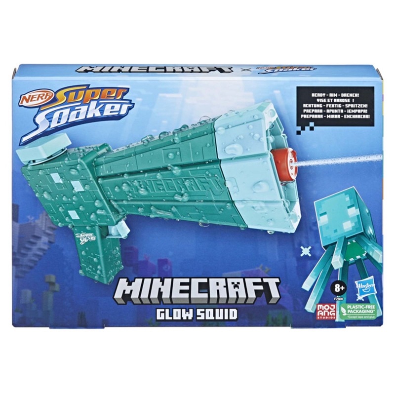 Minecraft Nerf Super Soaker Glow Squid, 1Count