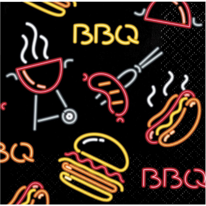 Neon BBQ Small Beverage Napkins, 16 Count
