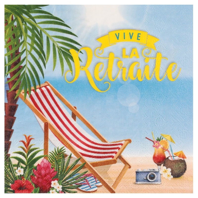 Retraite Retro "Vive la retraite" Large Lunch Napkins, 10 Count