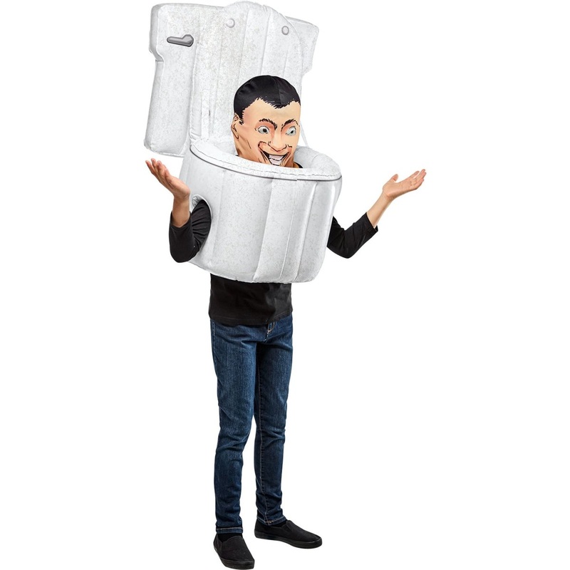 Skibidi Toilet Blow-Up Costume with Mask for Kids One Size