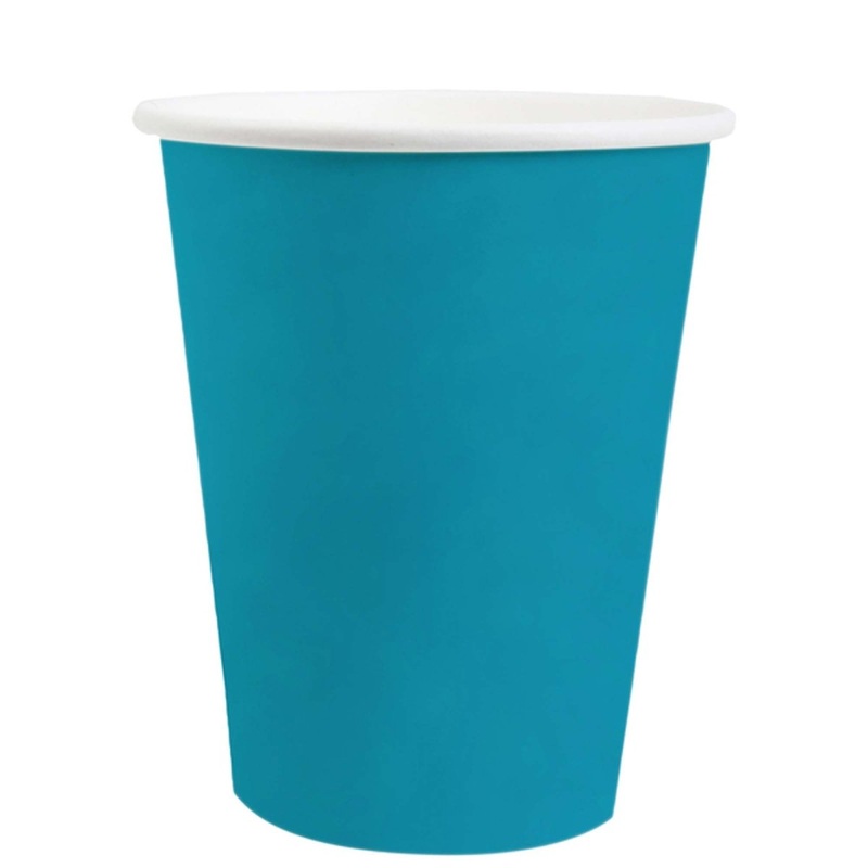 Aqua Blue Compostable Party Paper Cups, 9 Oz, 10 Count