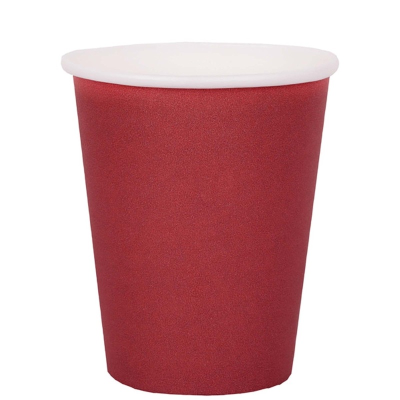 Burgundy Red Compostable Party Paper Cups, 9 Oz, 10 Count