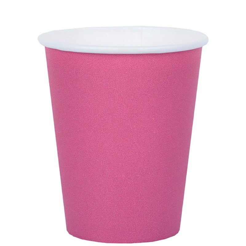 Candy Pink Compostable Party Paper Cups, 9 Oz, 10 Count