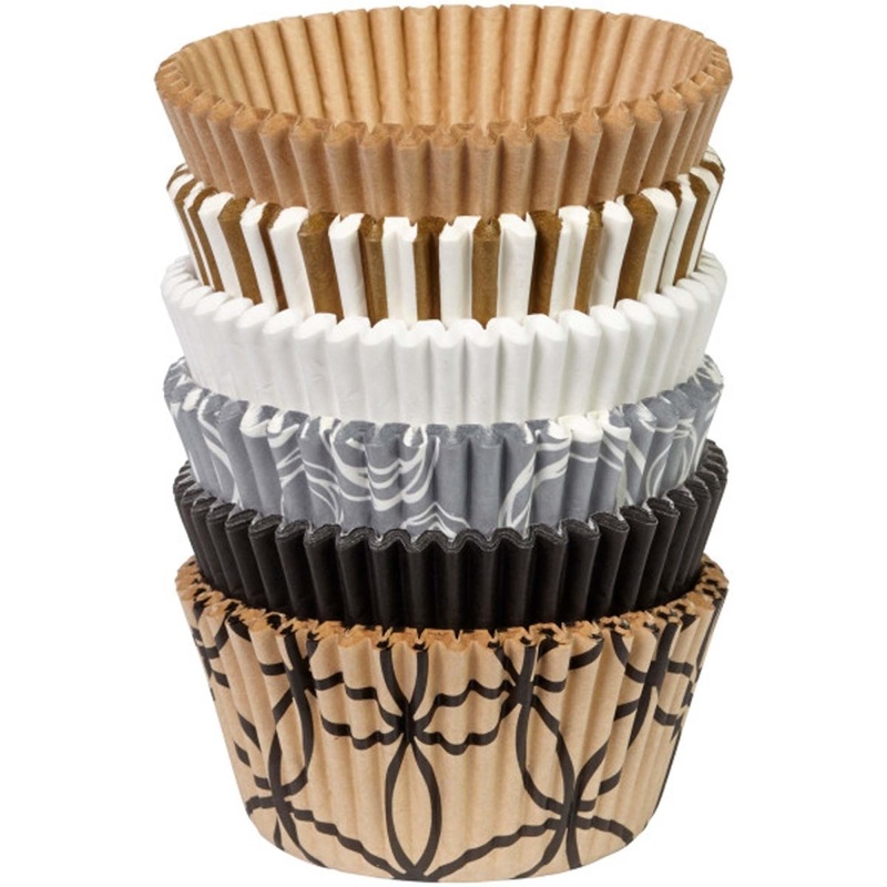 Celebrate Cupcakes Baking Cups, Brown, White & Grey, 150 Count