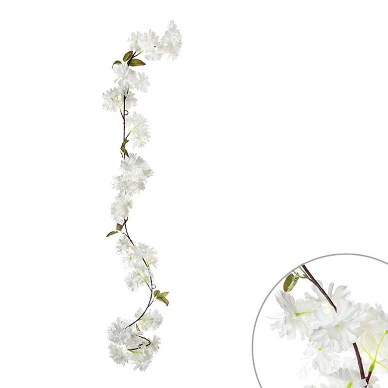 Cherry Blossom Flower Garland, White Cream, 59 Inches, 1 Count