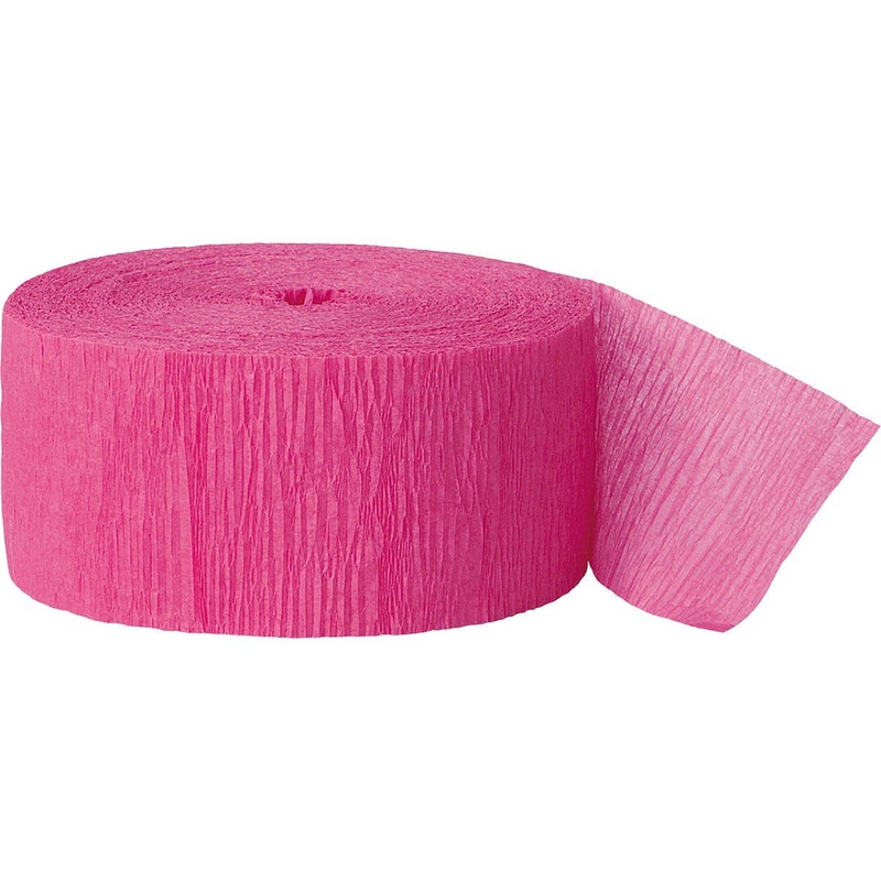 Crepe Streamer, Hot Pink, 81 Ft, 1 Count