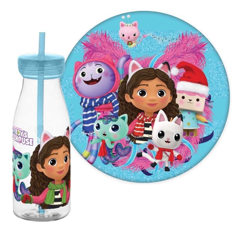 Gabby's Dollhouse Christmas Santa's Cookie Plate and Milk Bottle, 1 Count