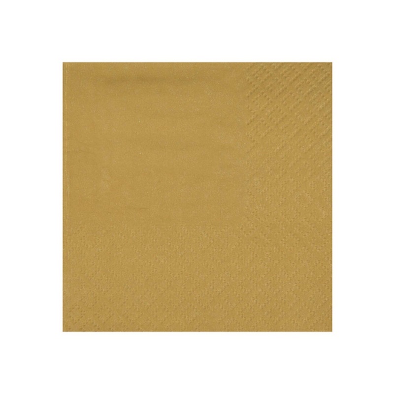 Gold Small Compostable Beverage Paper Party Napkins, 25 Count