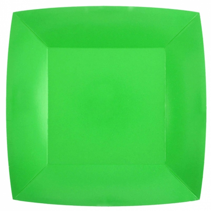 Green Large Square Compostable Lunch Party Paper Plates, 9 Inches, 10 Count