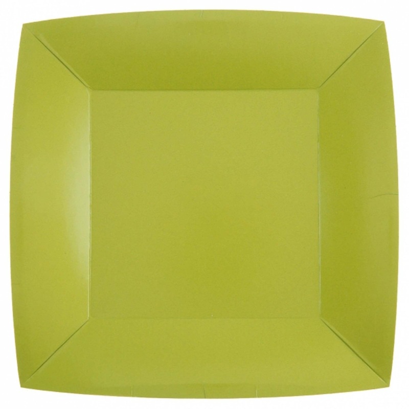 Kiwi Green Large Square Compostable Lunch Party Paper Plates, 9 Inches, 10 Count