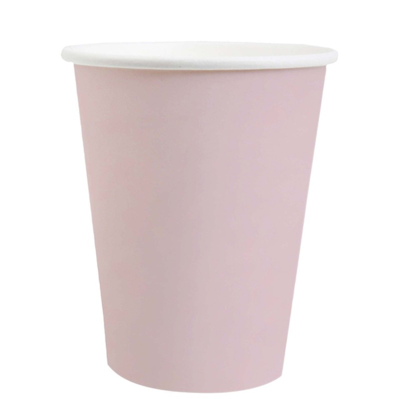 Light Pink Compostable Party Paper Cups, 9 Oz, 10 Count