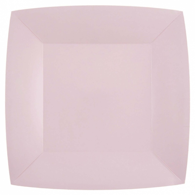 Light Pink Large Square Compostable Lunch Party Paper Plates, 9 Inches, 10 Count