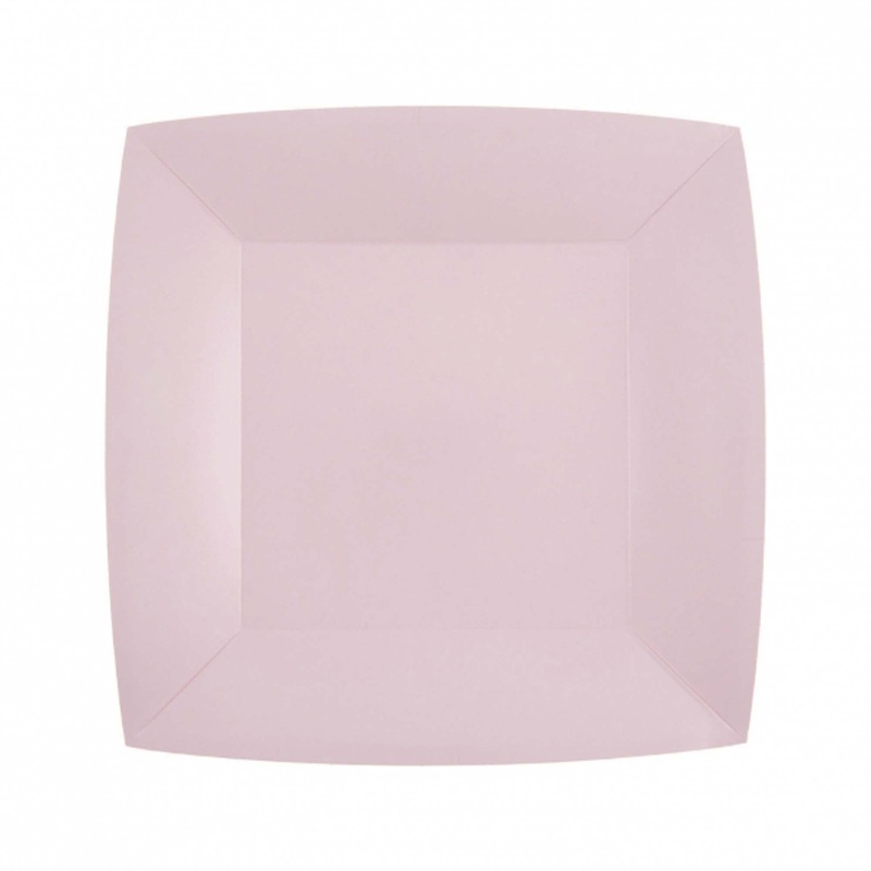 Light Pink Small Square Compostable Dessert Party Paper Plates, 7 Inches, 10 Count
