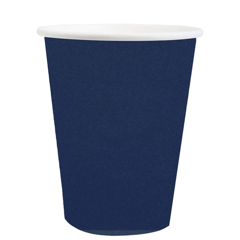 Navy Blue Compostable Party Paper Cups, 9 Oz, 10 Count