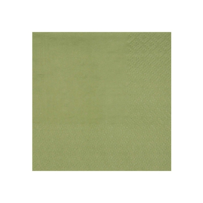 Olive Green Small Compostable Beverage Paper Party Napkins, 25 Count