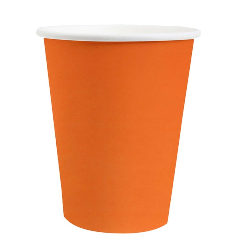 Orange Compostable Party Paper Cups, 9 Oz, 10 Count