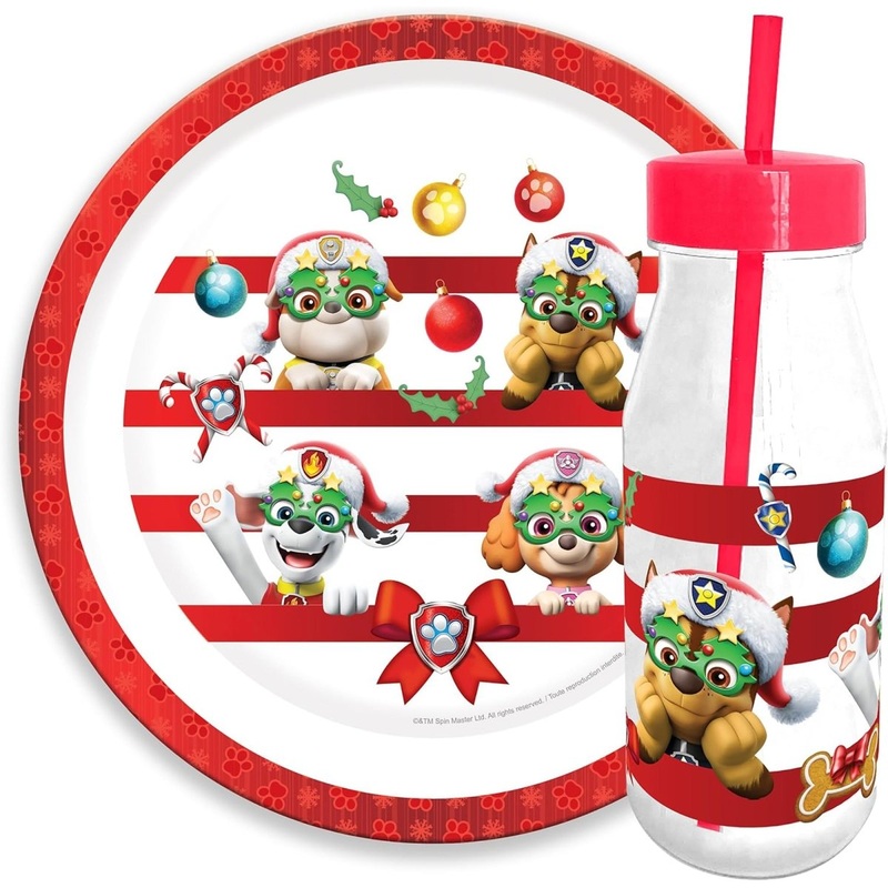 Paw Patrol Christmas Santa's Cookie Plate and Milk Bottle, 1 Count