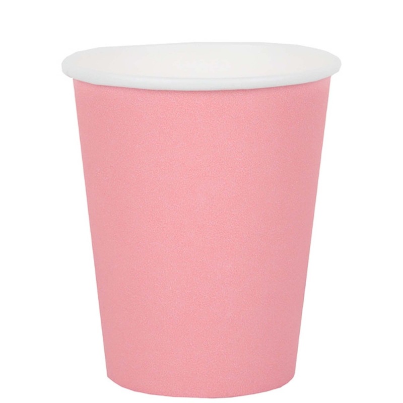 Pink Compostable Party Paper Cups, 9 Oz, 10 Count